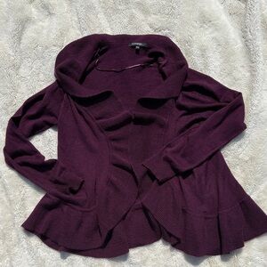 George Plum Ruffle Hem Open Front Cardigan Size M | Cozy Fall Layering Essential